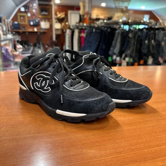 CHANEL Shoes Black Chanel Sneakers Poshmark